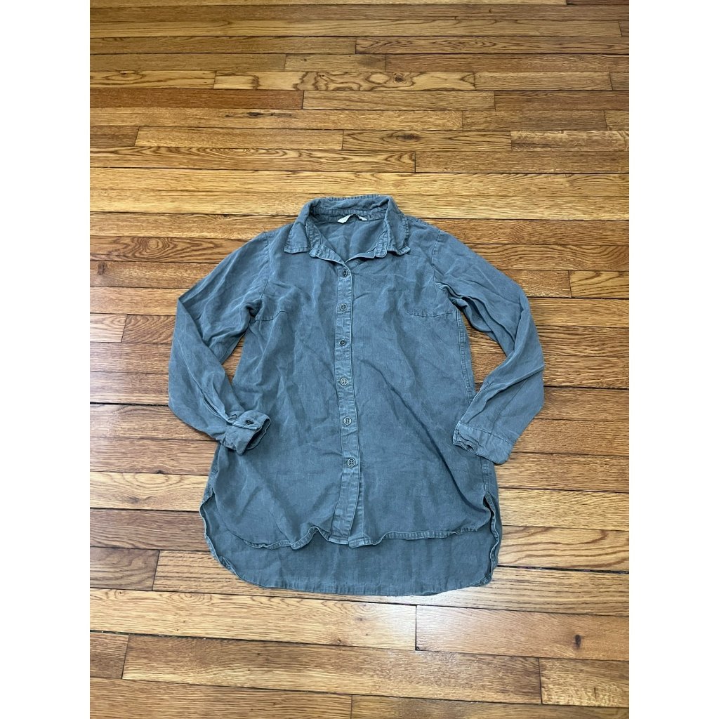 Soft Surroundings Button Front Tunic Shirt Blue Blouse Women's Size Small